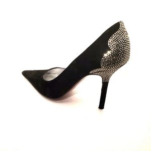 🖤EUC STUNNING Black Suede Pumps Adorned W/ Rhinestones 🖤